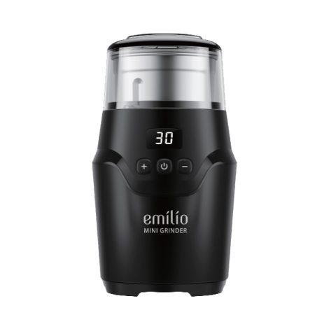מטחנת קפה ביתית עם טיימר דיגיטלי דגם EMILIO MINI GRINDER בצבע שחור 165W